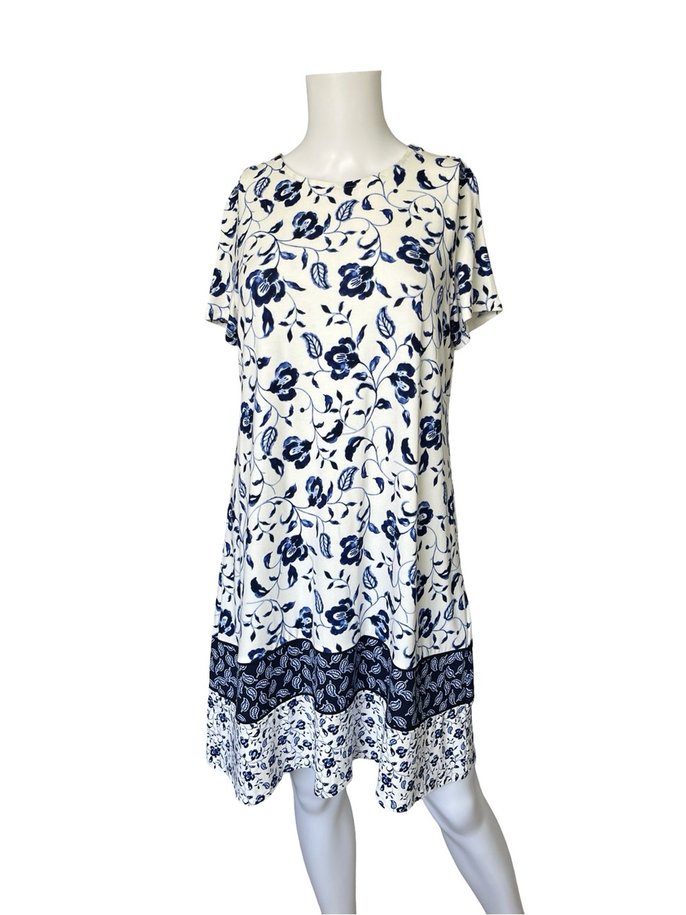 J Jill Wearever Collection Floral Dress Short Sleeve Knit Size Small Petite